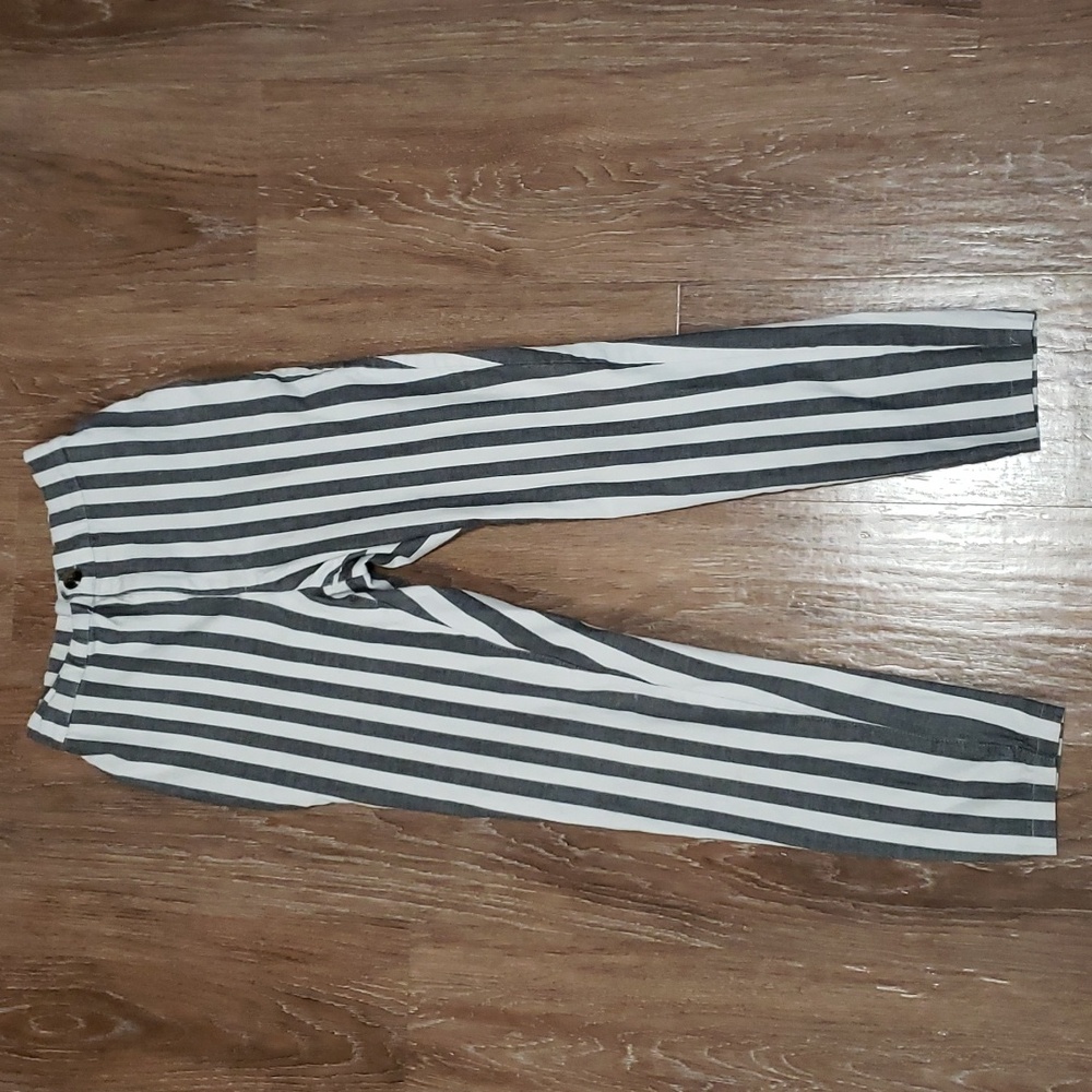 (2) Urban Outfitters Striped Steampunk Slim Skinny Fit Cropped High Rise Pants